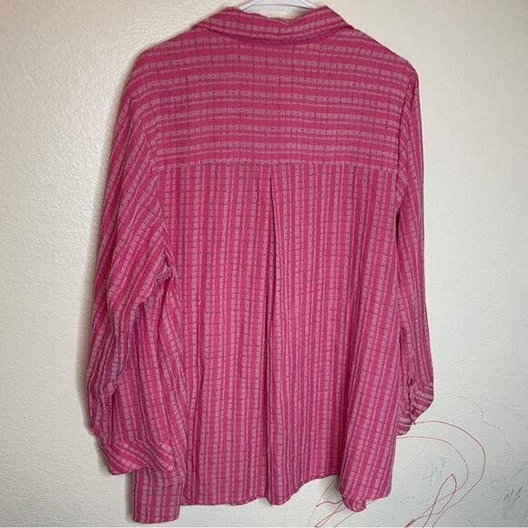 CJ Banks Pink Striped Barbie Tunic Henley Top With Pockets! Size 2X - Picture 5 of 8